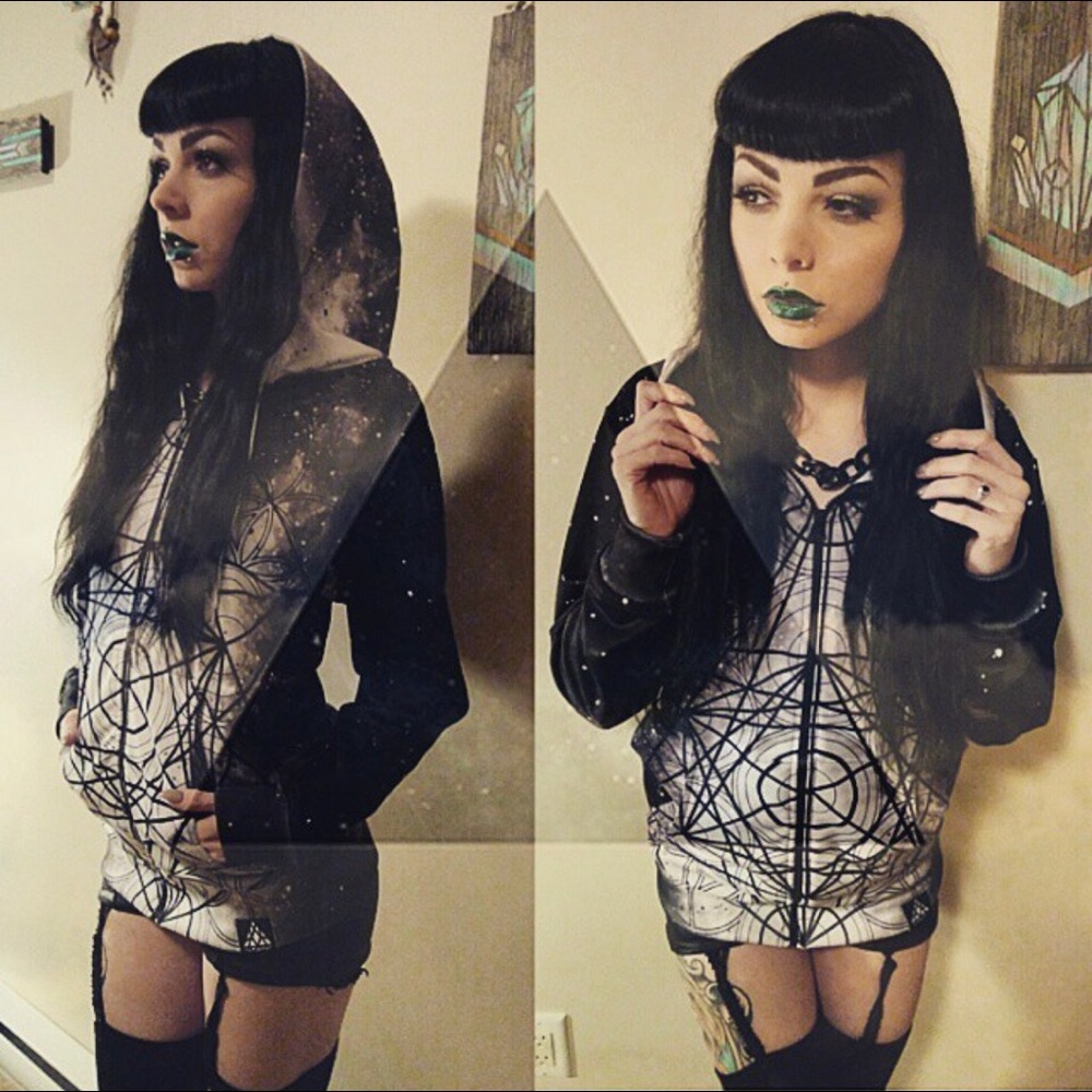 Sacred geometry metatrons cube zip up hoodie jacket